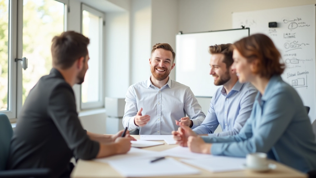 Équipe travaillant ensemble dans un environnement collaboratif, tableau blanc avec idées et stratégies